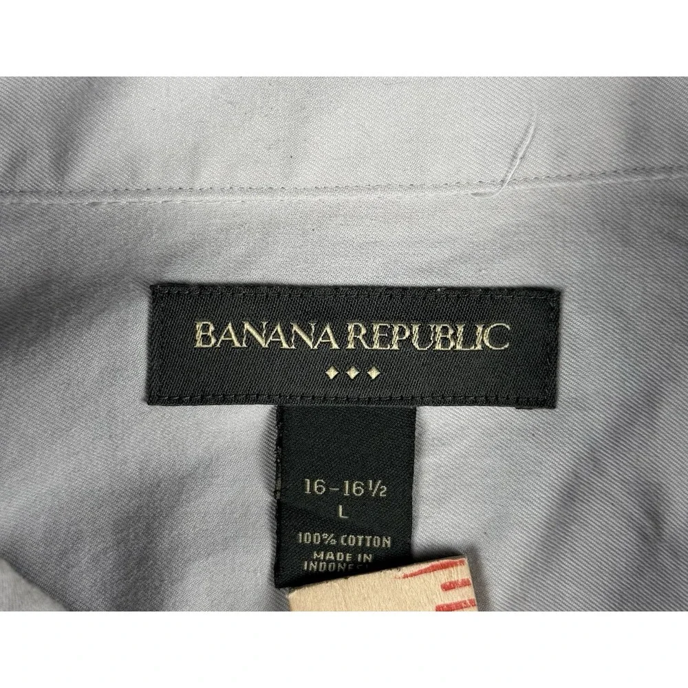 Banana Republic Men's Large 16-16.5 Gray Button Front Dress Shirt 100% Cotton